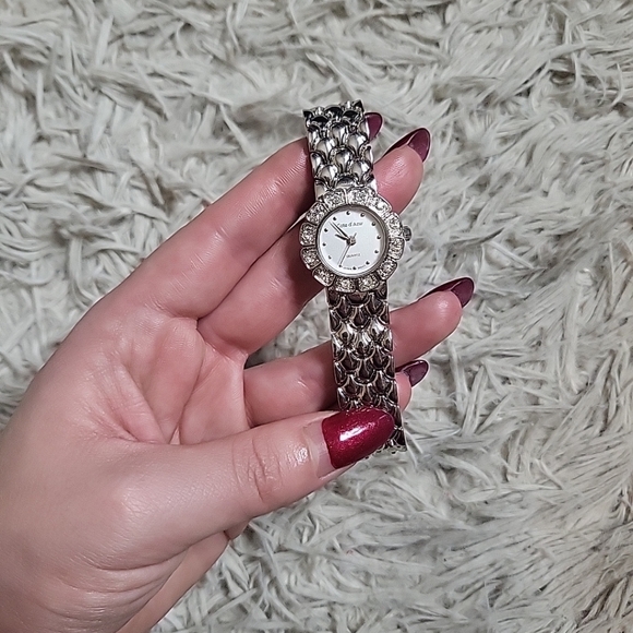 Cote D'Azur Womens Watch Silver Tone Bracelet Band Analog Watch Rhinestones - Picture 3 of 7